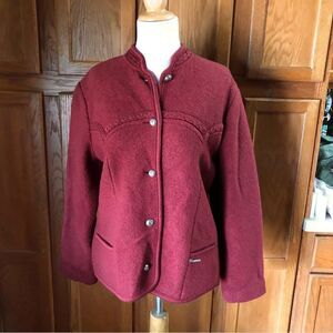 Vintage Women’s Burgundy Red Wool Jacket - 46